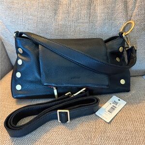 Hammitt Black Leather Shoulder Bag with Gold Hardware/red zipper - EUC